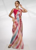 Organza Multi Color Ceremonial Wear Printed Saree